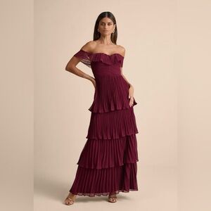 Elegant Off-Shoulder Burgundy Dress